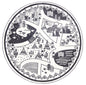 Piccolo Black and White Kids Camping Adventure Kids Round Rug